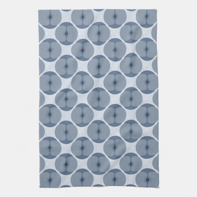 Bold Minimalist Poppy Textured Floral Blue Kökshandduk (Vertikal)