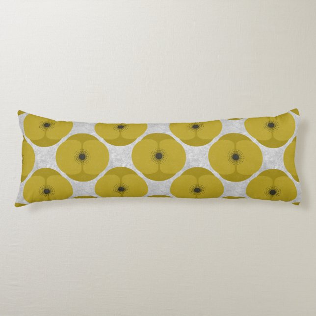Bold Minimalist Poppy Textured Floral Yellow Kroppskudde (Framsidan)