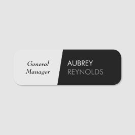 Bold Modern Black and White Professionell Company Namnbricka