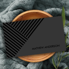 BOLD MODERN BLACK VINKEL STRIPED LINE MÖNSTER VISITKORT