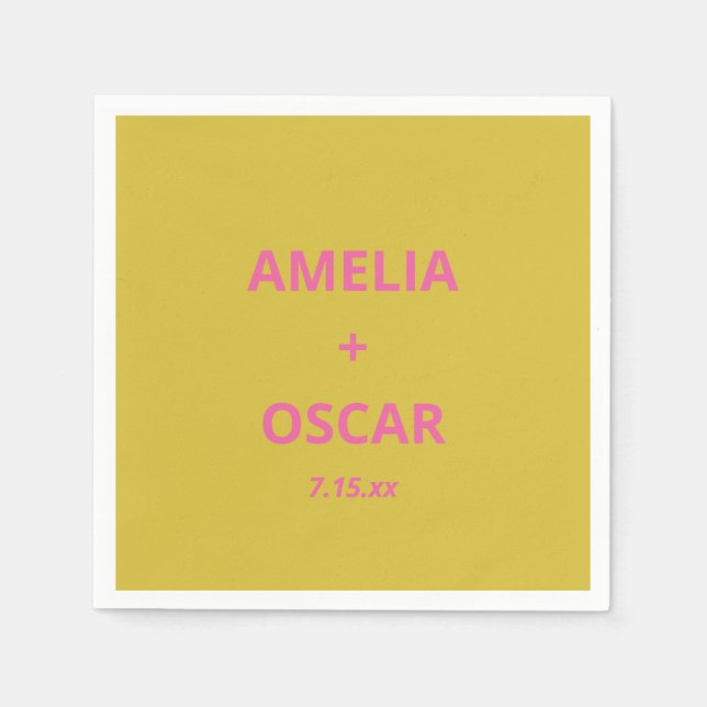 Bold Modern Chartreuse Pink Yellow Wedding Custom Pappersservett (Framsidan)