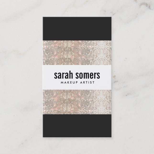 Bold Modern Faux Silver Sequin Beauty Salon Visitkort (Framsida)