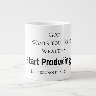 Bold Modern "God wants you to be wealthy" Faith Jumbo Mugg