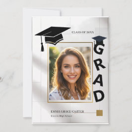 Bold Modern GRAD Typography Gold Photo Graduation Inbjudningar