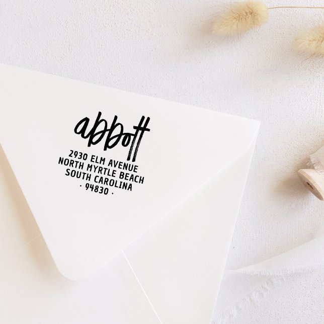 Bold Modern Handwrite Family Namn-Returadress Självfärgande Stämpel (Skapare uppladdad)