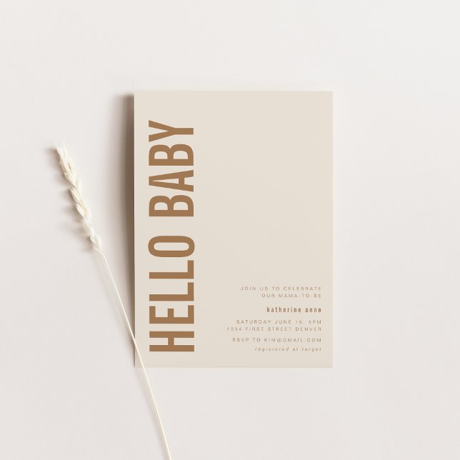 Bold Modern Hej Baby Shower-inbjudan Inbjudningar (Skapare uppladdad)