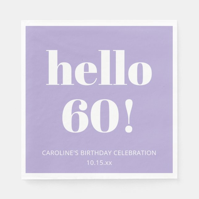 Bold Modern Lavender Purple 60th Birthday Party Pappersservett (Framsidan)