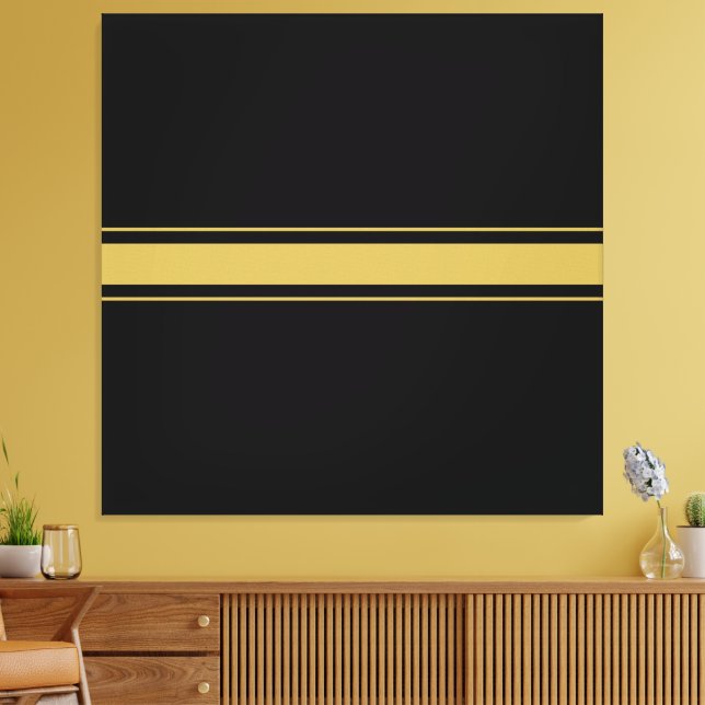 Bold Modern Minimalist Black Brown Tävla Rand Canvastryck (Insitu (Vardagsrum))