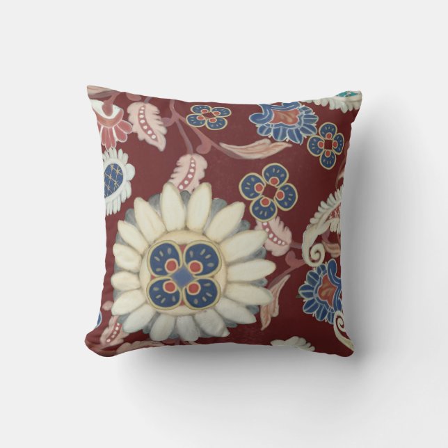 Bold Modern Moroccan Paisley Mönster Persimmon Kudde (Framsida)