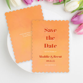 Bold Modern Orange Sunset Watercolor Wedding Spara Datumet