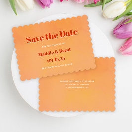 Bold Modern Orange Watercolor Sunset Wedding Spara Datumet