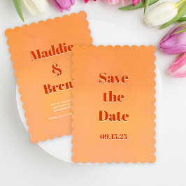 Bold Modern Orange Watercolor Sunset Wedding Spara Datumet