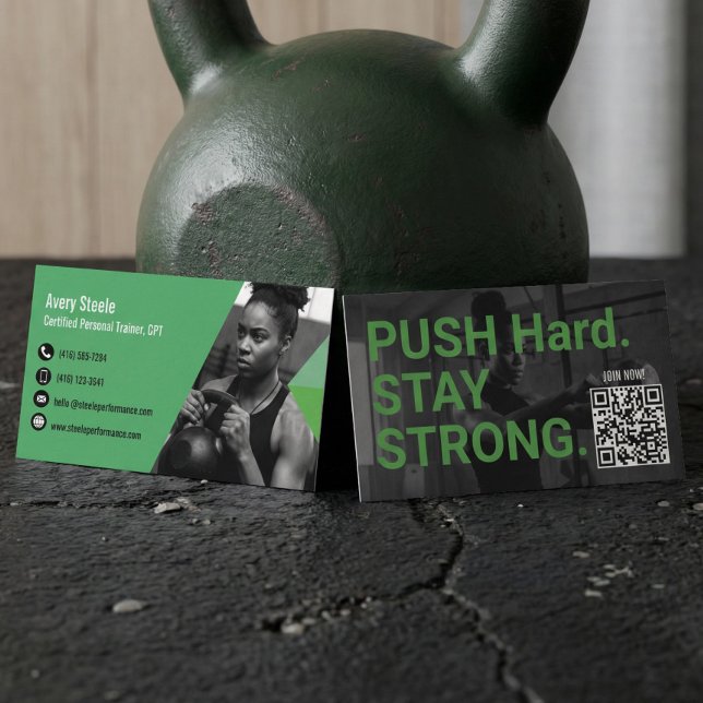 Bold Modern Personal Trainer Fitness Coach Photo Visitkort (Bold Modern Personal Trainer Fitness Coach Photo Business Card)