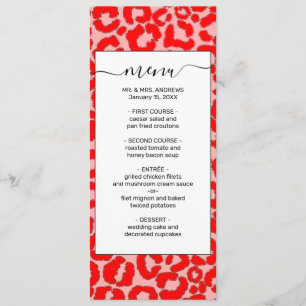 Bold Modern Red Rosa Leopard Animal Skriv ut Meny