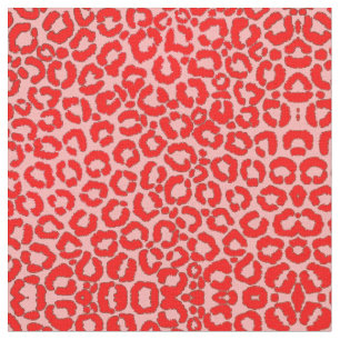 Bold Modern Red Rosa Leopard Animal Skriv ut Tyg