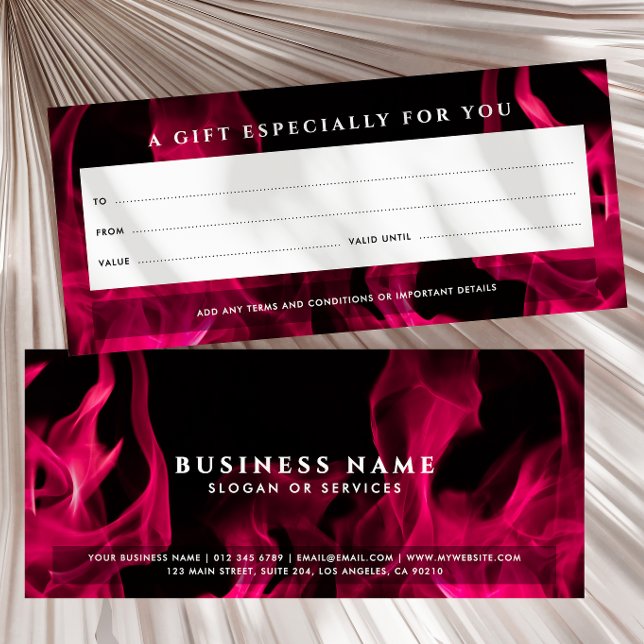 Bold Modern Rosa Flames Gift Certificate (Skapare uppladdad)