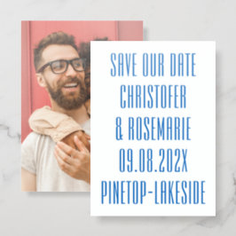 Bold Modern Save The date Blue Wedding