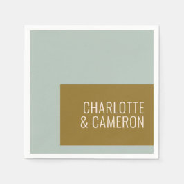 Bold Modern Typography Blue and Olive Bröllop Pappersservett