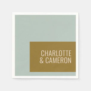 Bold Modern Typography Blue and Olive Bröllop Pappersservett