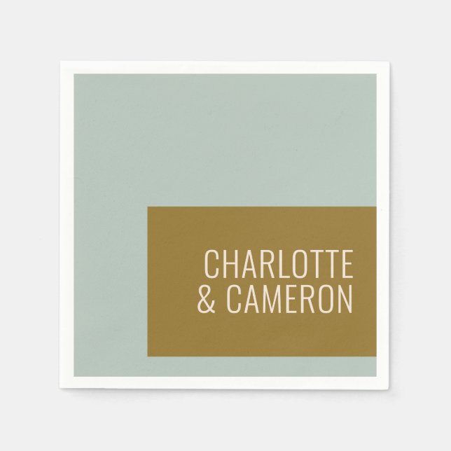 Bold Modern Typography Blue and Olive Bröllop Pappersservett (Framsidan)