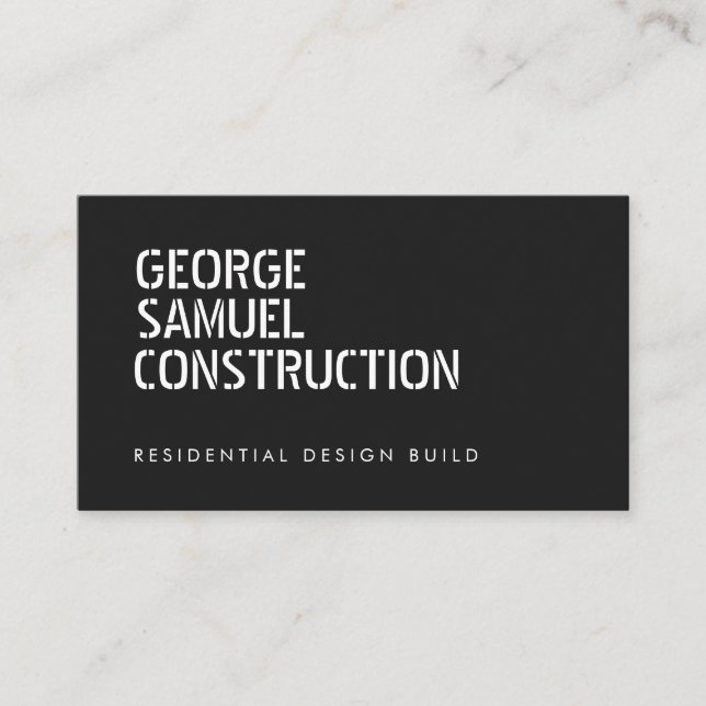 Bold Molded Construction Business QR Code Black Visitkort (Framsida)