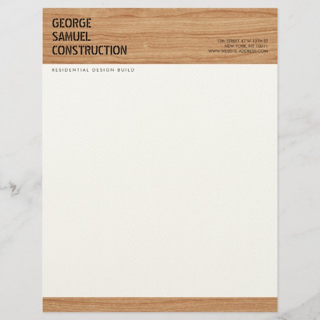 Bold Molded Wood Texture Construction Business Brevhuvud (Framsida)