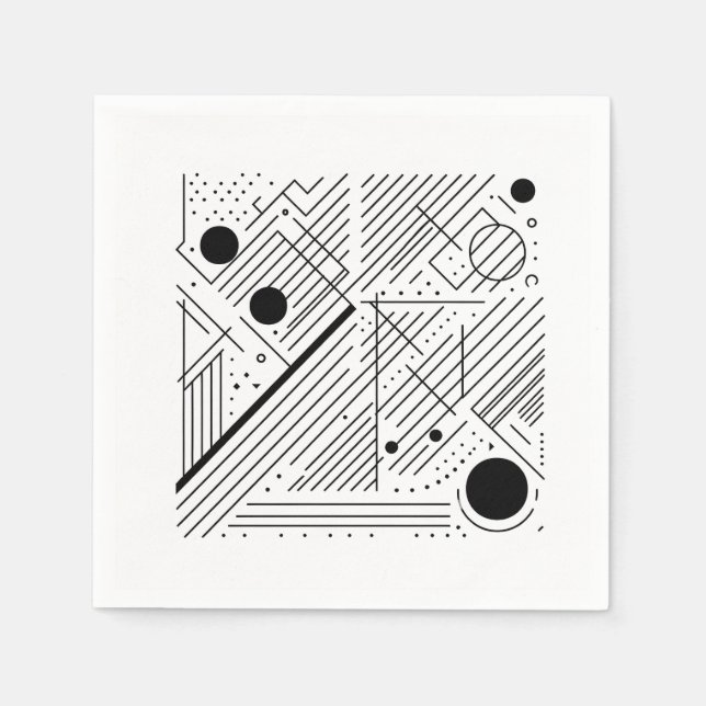 Bold Monochrome Geometry Pappersservett (Framsidan)