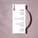 Bold Monogram Black and White Bröllop Anpassade Meny<br><div class="desc">Anpassade-meny för fet Monogram Black and White Bröllop</div>