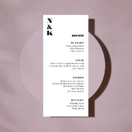 Bold Monogram Black and White Bröllop Anpassade Meny