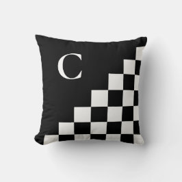 Bold Monogram Black White Geometric Mönster Kudde