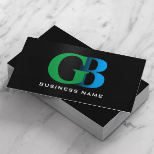 Bold Monogram Blue & Grönt Logotyp Black Visitkort