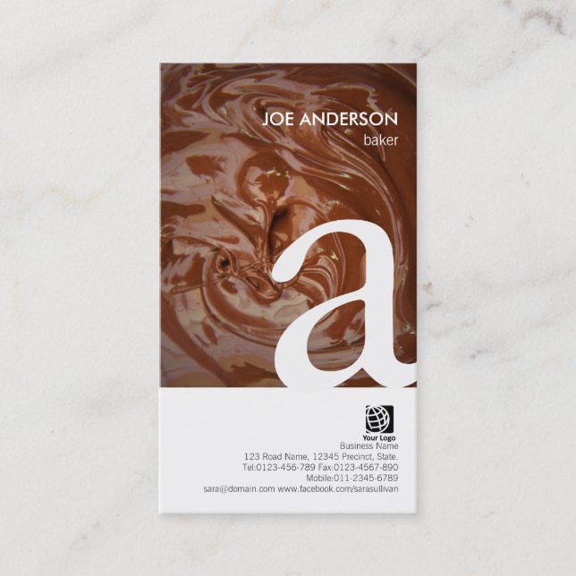 Bold Monogram Chocolate Struktur BusinessCard Visitkort (Framsida)