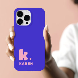 Bold monogram initial och namn blue rosa