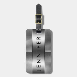 Bold Monogram, Metallic Silver Grått Mönster Desig Bagagebricka