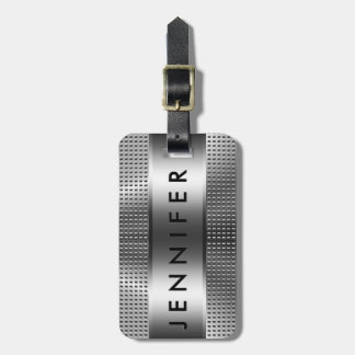 Bold Monogram, Metallic Silver Grått Mönster Desig Bagagebricka