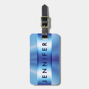 Bold Monogram, Metallisk blå Mönster-design Bagagebricka