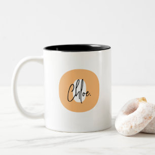 Bold Monogram-Orange, lågfallsskript Namn Två-Tonad Mugg