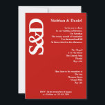 Bold Monogram Red and White Bröllop Inbjudningar<br><div class="desc">Fetstidsinbjudningar med rött och vitt bröllop - moderna meddelanden från bröllop ... helt anpassade bröllop meddelanden från Ricaso NOTE DU KAN KLICKA PÅ ANPASSAT FÖR ATT FLYTTA INITIALER TILL RÄTT LÄGE OM DU INTE FUNGERAR KORREKT .. ENKELT FÖRLÄNGNING MED HJÄLP AV UPPÅT OCH NEDÅT PILLAR OCH SAMTIDIGT HÅLLA NED CTRL...</div>