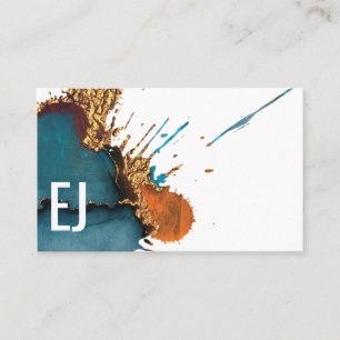 Bold Monogram turkos med Guld-detaljer Visitkort