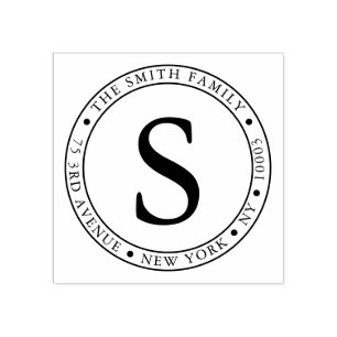 Bold Monogrammad Ram Round-Returadress Stämpel