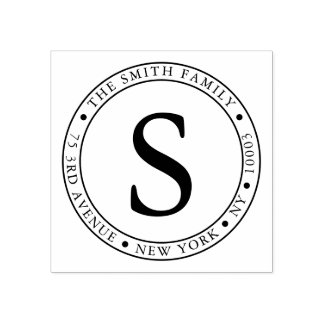 Bold Monogrammed Ram Round Returadress Stämpel