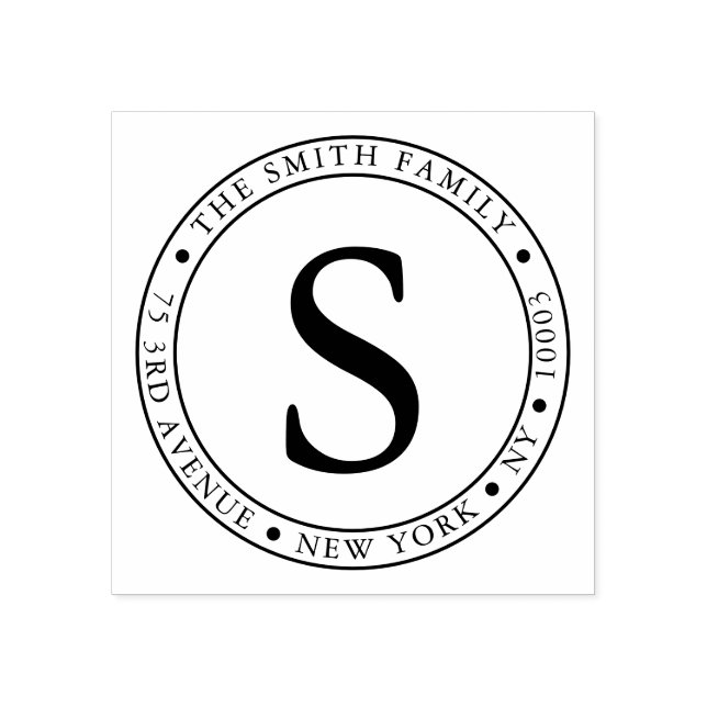 Bold Monogrammed Ram Round Returadress Stämpel (Tryck)