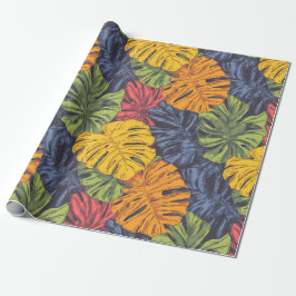 Bold Monstera Leaves Tropical Wrapping Paper Presentpapper