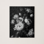Bold Moody Painterly Flowers Black and White Pussel<br><div class="desc">Fet moody painterblomma, svart och vit</div>