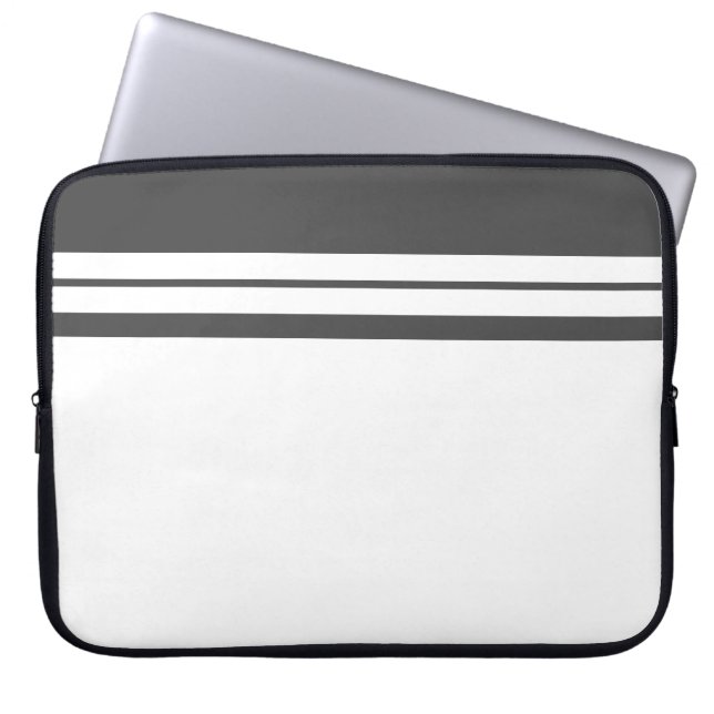 Bold Mörk Grått White Tävla Rand Färg Block Laptop Fodral (Framsidan)