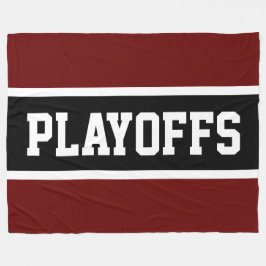 Bold Mörk Red Black White Rand PLAYOFFS Text Fleecefilt