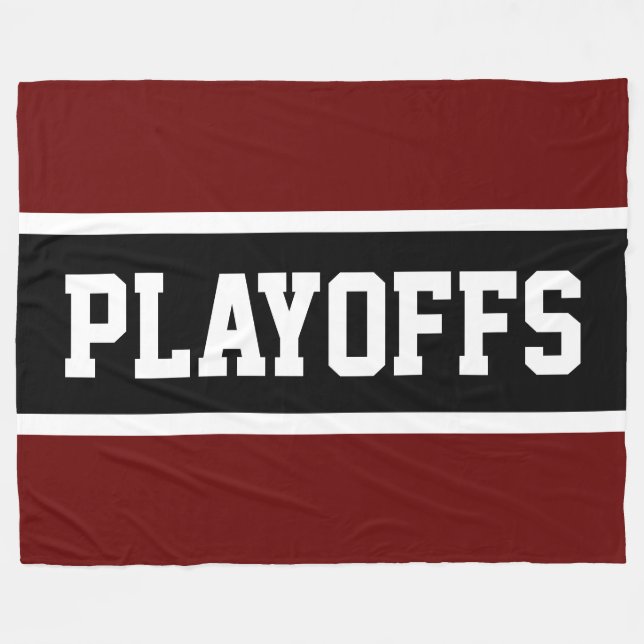 Bold Mörk Red Black White Rand PLAYOFFS Text Fleecefilt (Framsidan (Horisontell))