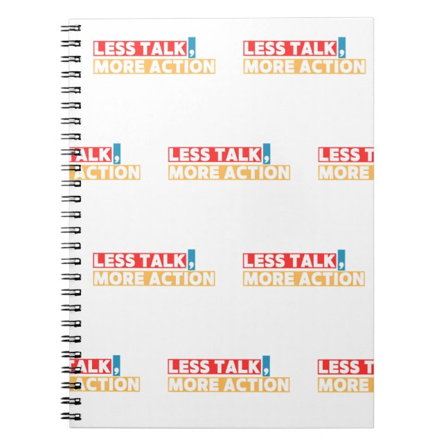 Bold Motivational Quote – Less Talk, More Action Anteckningsbok (Framsidan)