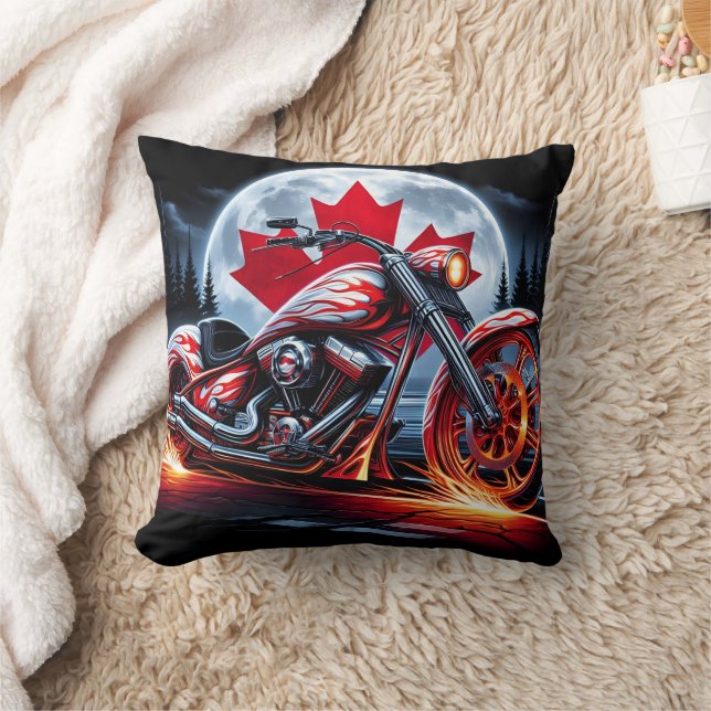 Bold motorcykel under kanadensisk nattsek kudde (Filt)
