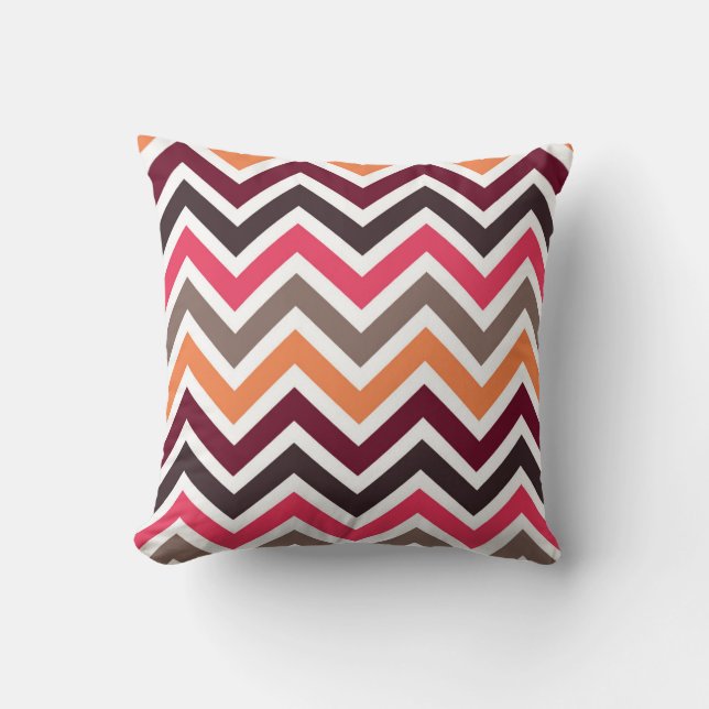 “Bold Multi-Color Chevron Pattern** Throw Pillow Kudde (Framsida)